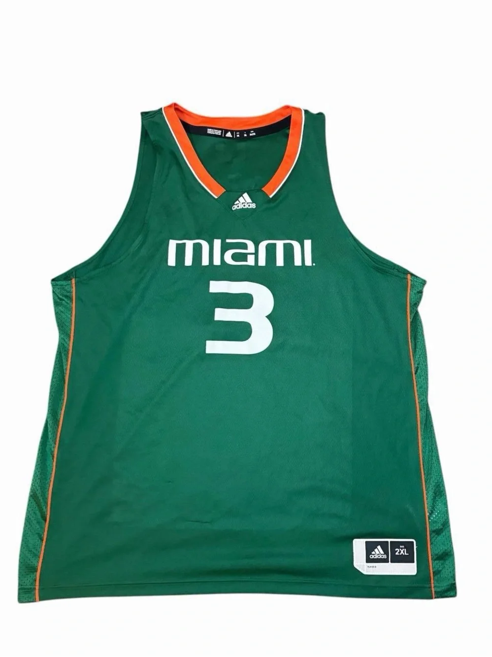 Adidas Miami Hurricanes #3 Green Basketball Jersey - Men's 2XL